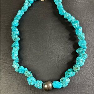 Turquoise Beaded Sterling Silver Necklace